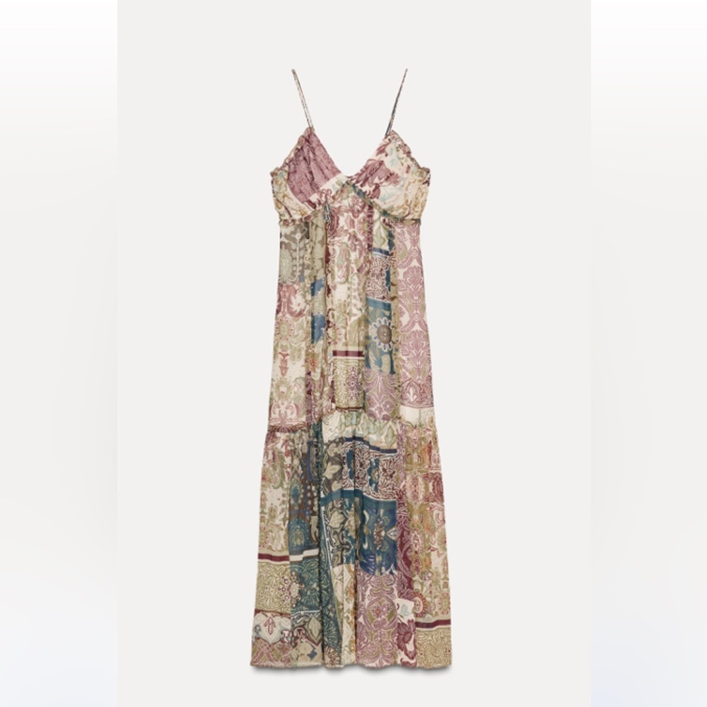 Zara Multicolor Patchwork Maxi Dress